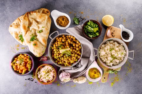 Indian naan bread and rice