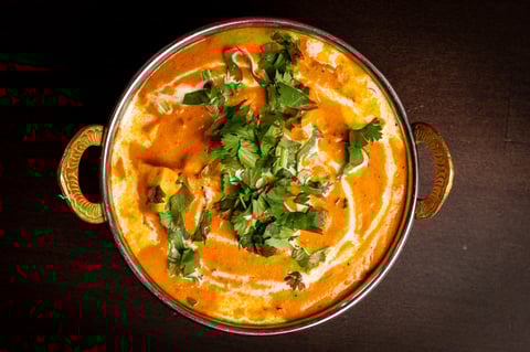 Naan bread and chickpea curry